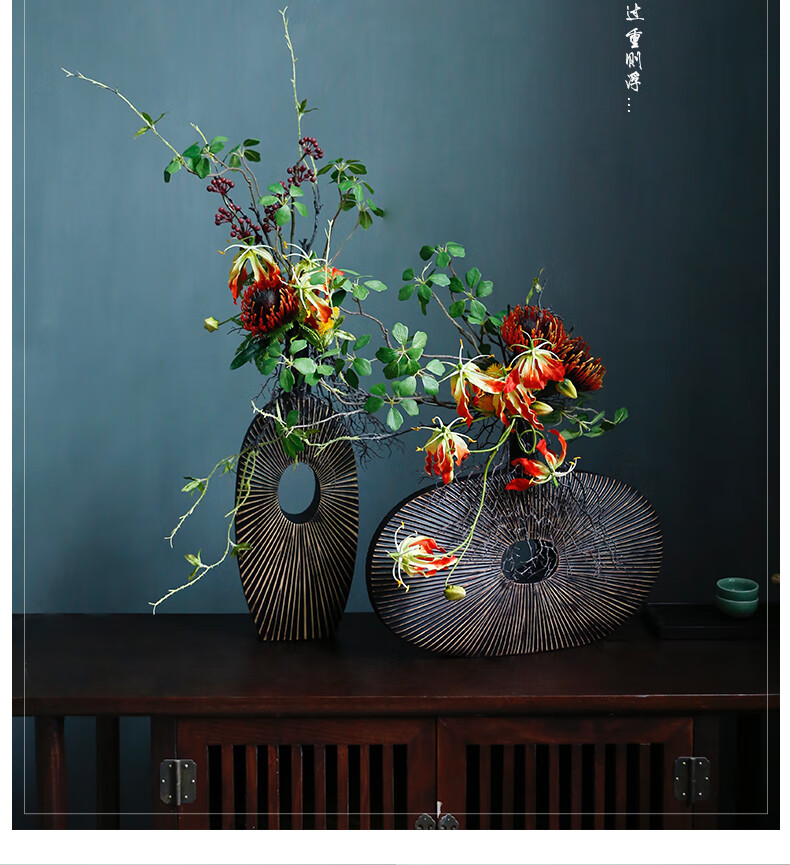 仿真花套装客厅花瓶插花摆件电视柜玄关装饰品摆设酒店餐厅假花软装