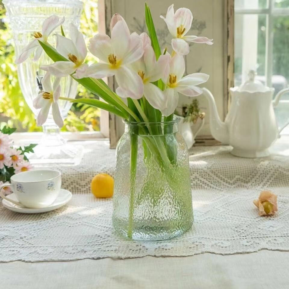 欧式透明玻璃花瓶简约鲜花干花玫瑰花瓶客厅摆件装饰创意水养插花