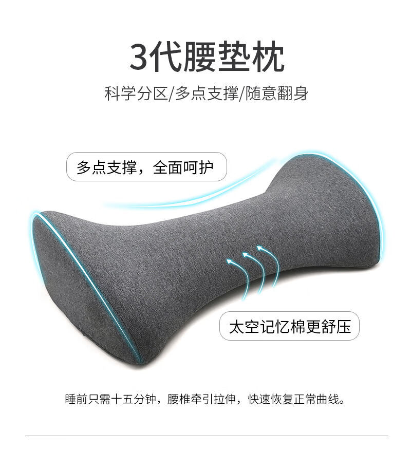 睡眠床上腰枕腰间盘突出腰椎垫孕妇记忆棉腰靠睡觉护腰侧睡腰垫y 深