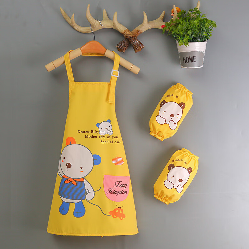 夏季新品美术画画儿童围裙画画衣家用厨房女童幼儿园绘画防水小孩吃饭