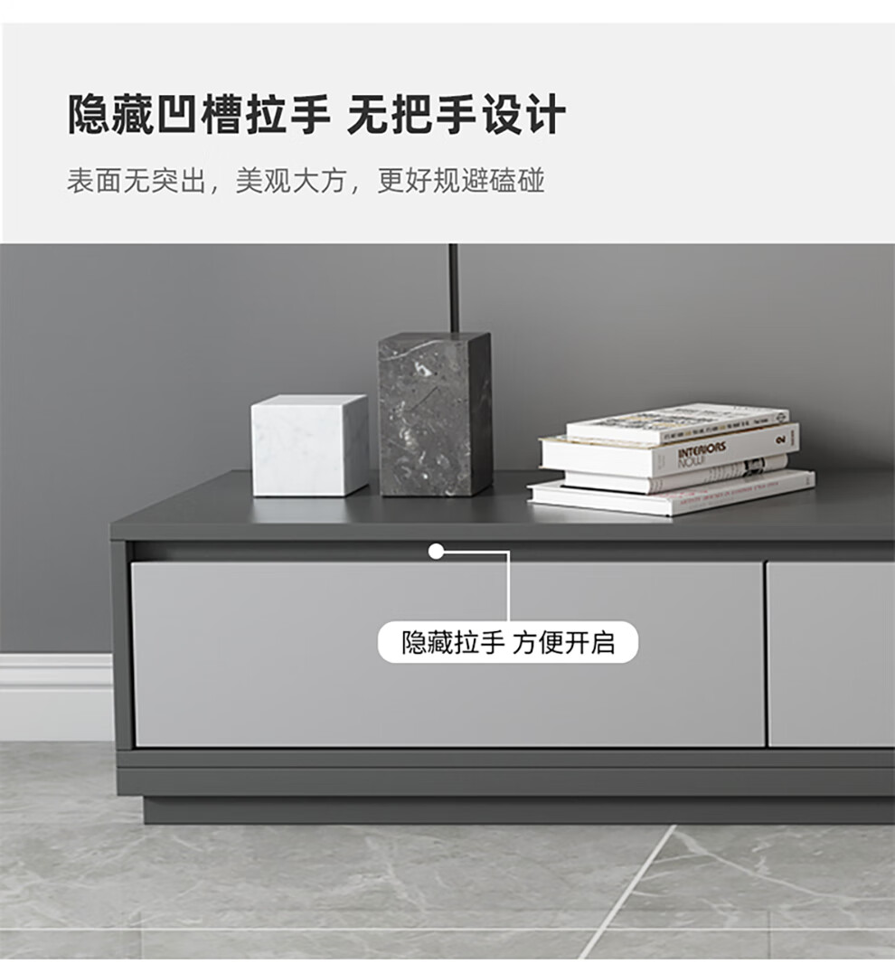 兰尼森 北欧简约圆形茶几电视柜组合套装现代风客厅储物可伸缩网红地柜 【绅士灰】电视柜+圆形茶几