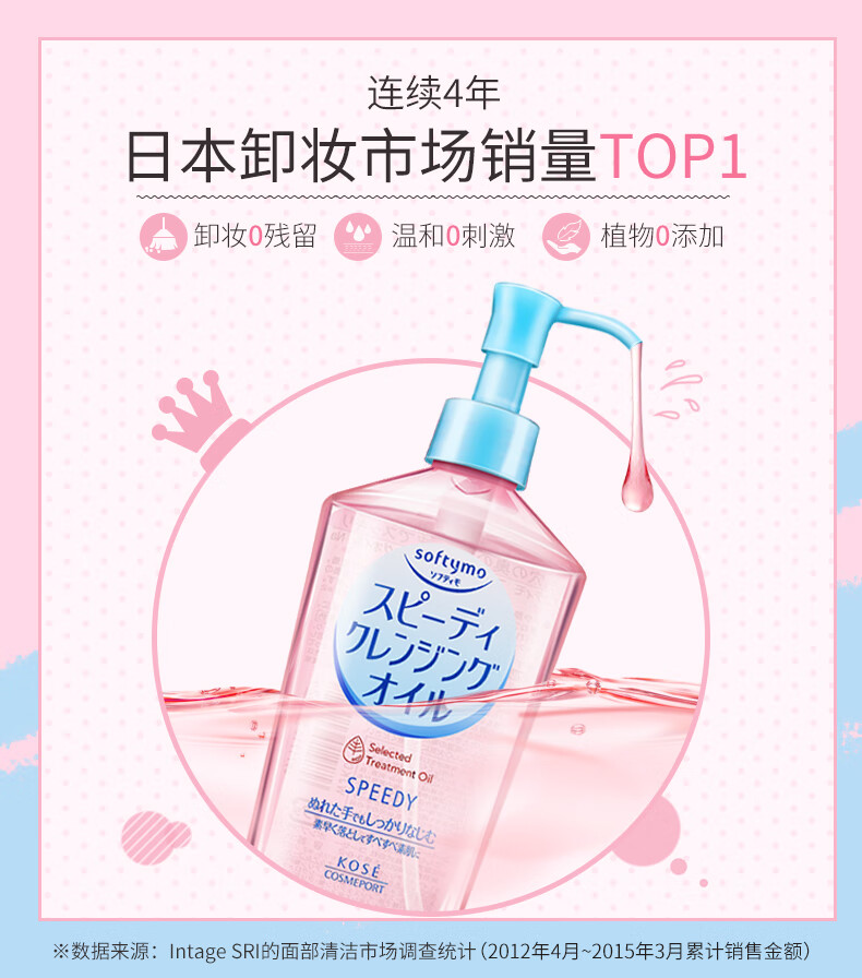 高丝（KOSE）SOFTYMO卸妆油230ml 干湿两用温和清爽不油腻 日本进口 230ml 正装