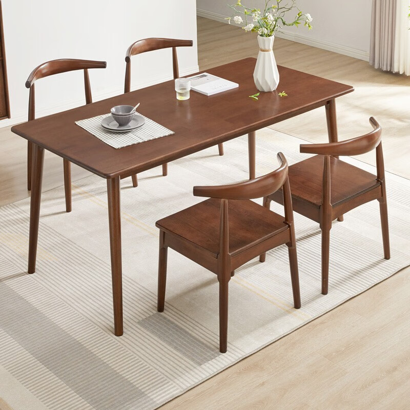 艺柳园 餐桌实木餐桌北欧餐桌椅组合家用小户型餐厅桌椅套装现代简约长方形吃饭桌子 一桌四椅套装 1.2m单桌