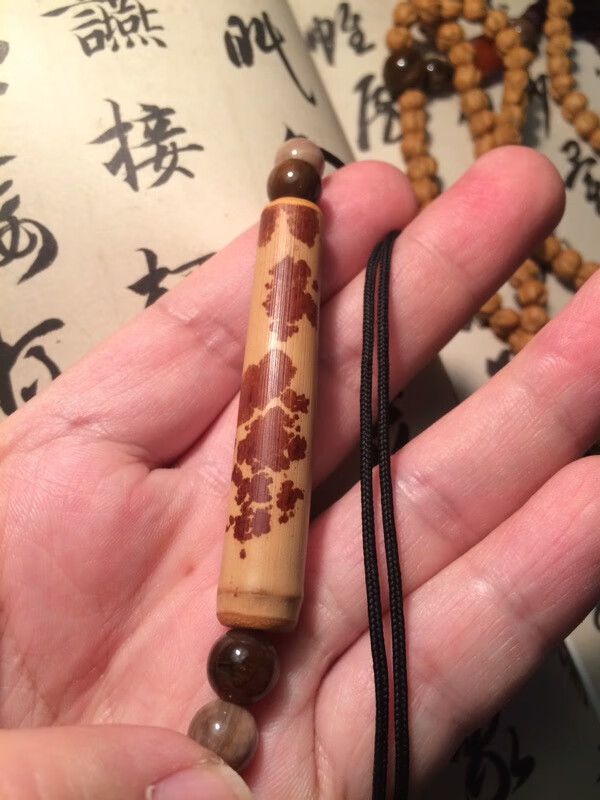 实心竹文玩红湘妃竹节竹料直径1-1.