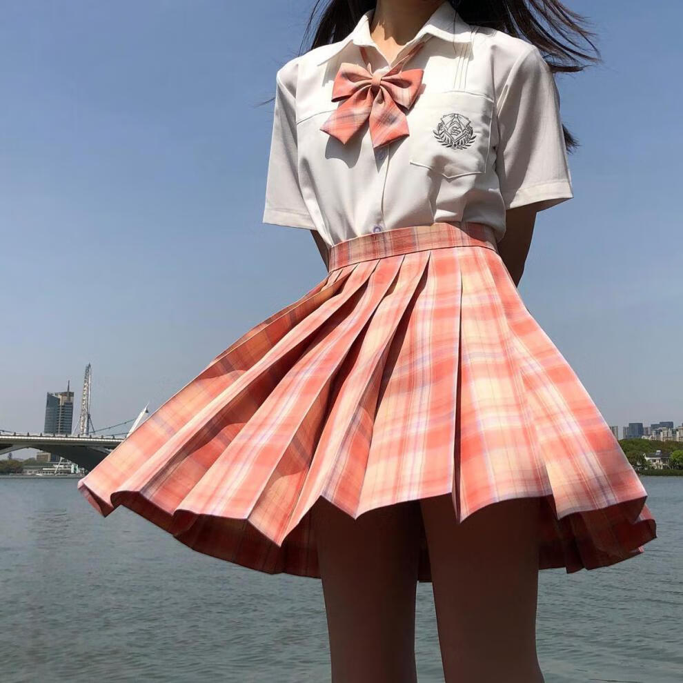 现货多色【jk两件套】凝茶新款jk制服韩版学生格子裙女百褶裙套装579