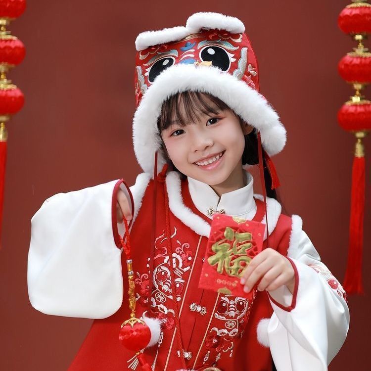 喜圣多新品老虎头帽虎年生肖虎头帽儿童婴儿亲子老虎帽过年帽子冬款加