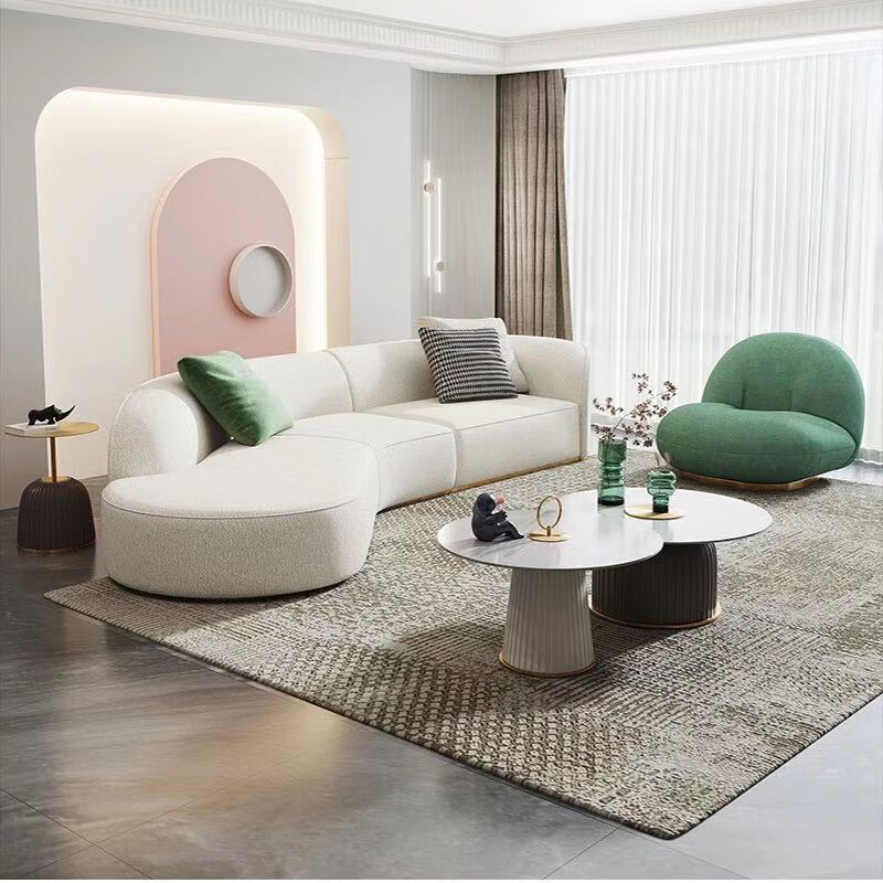 意式现代轻奢沙发弧形北欧简约风格港式样板房客厅家具灰色左贵妃280