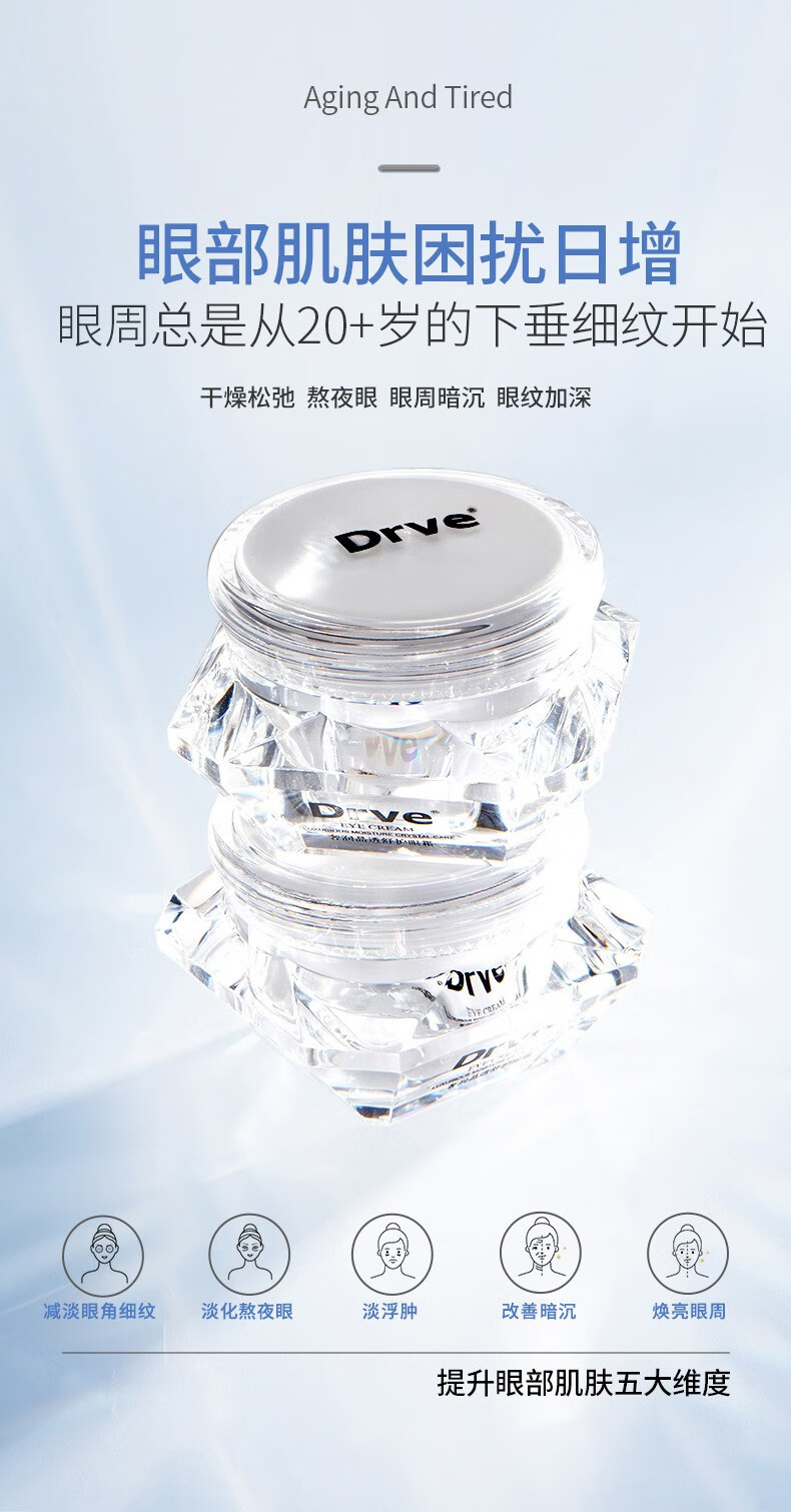 DRVE 钻石眼霜补水保湿淡化眼周细纹黑眼圈提拉紧致男女 20g/瓶