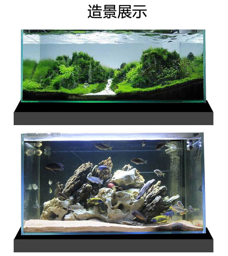 萌朵莉亚金晶白玻璃鱼缸长方形中小型金鱼缸客厅家用裸缸造景桌面水草