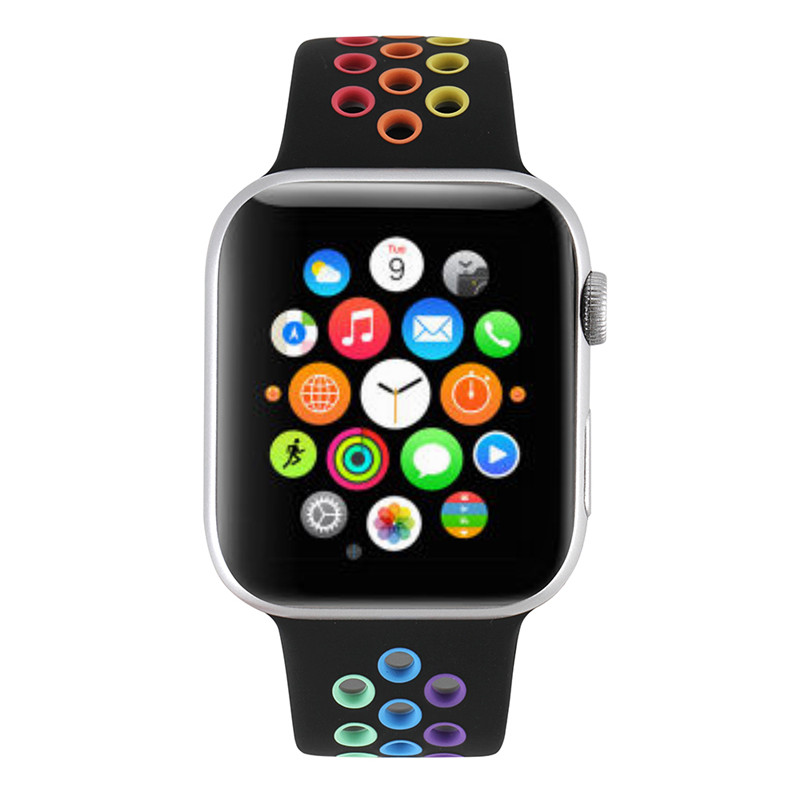 适用苹果手表s7/6/se表带硅胶运动透气applewatch45代