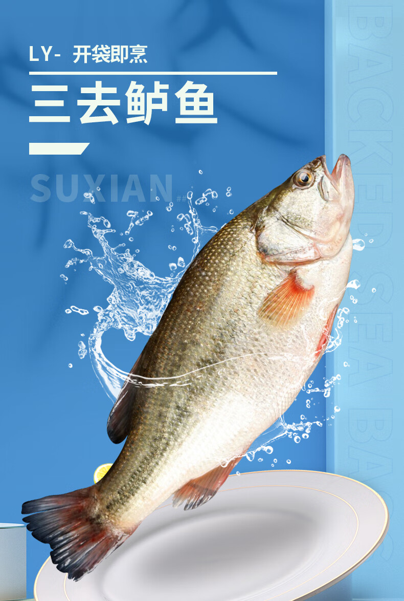 速鲜（SuXian）新鲜活冻三去开背白蕉海鲈鱼 生鲜海鱼海鲜水产去鳃去鳞去内脏 200-250g*6条（无冰款）