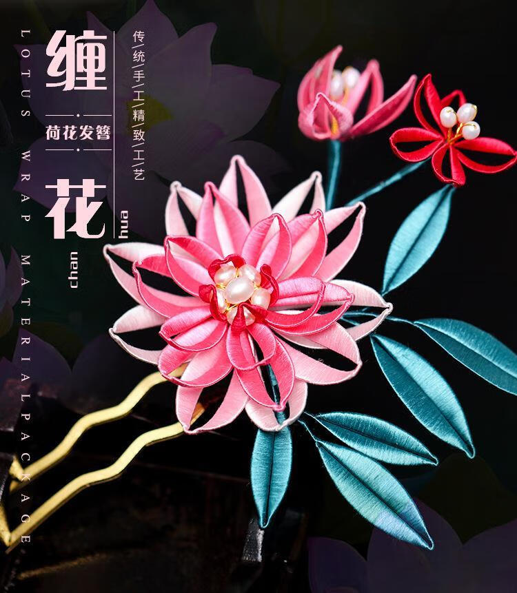 缠花纸模 新手diy手工自制材料包缠花发簪汉服头饰图样卡纸发饰sn1983