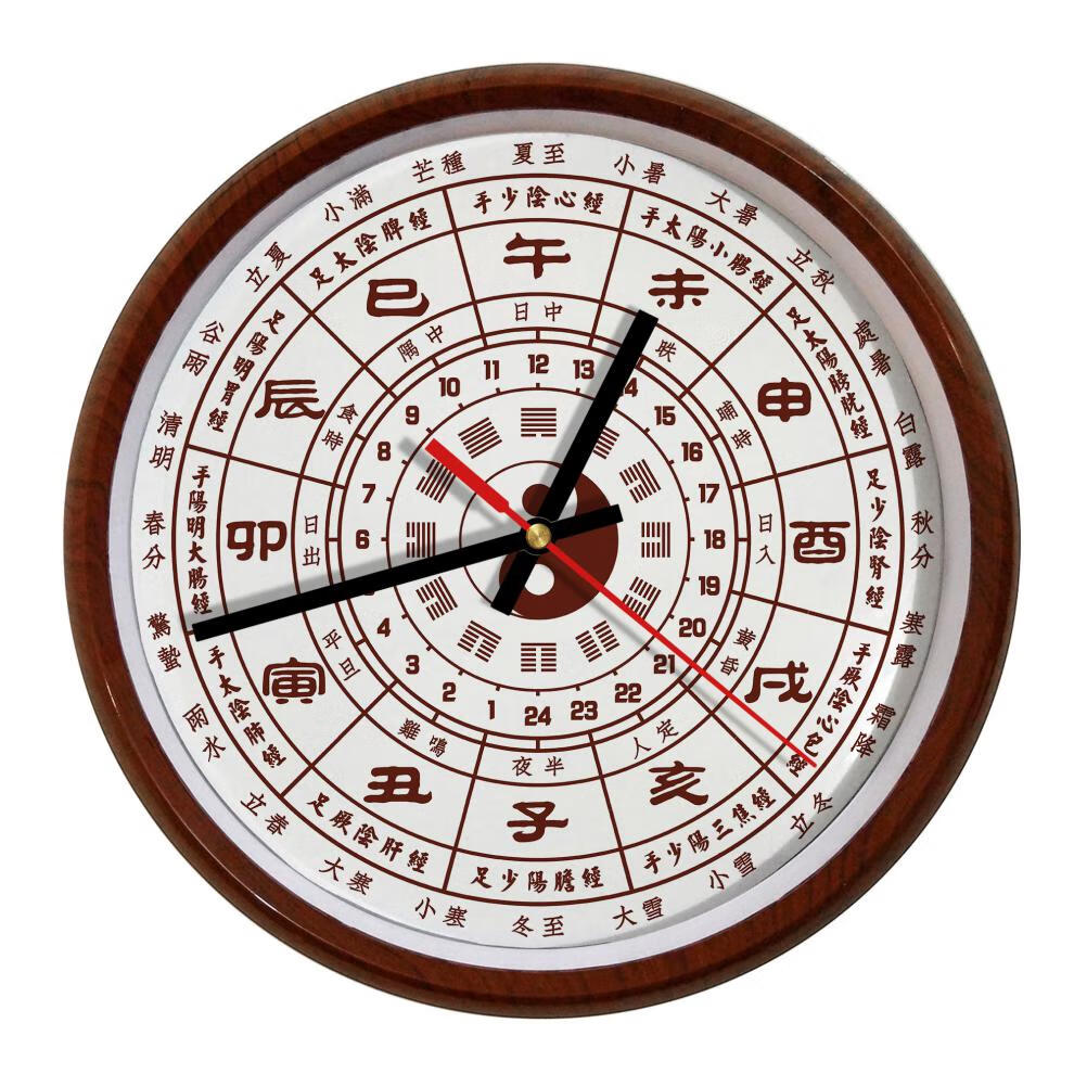 24小时制十二时辰挂钟子午流注经络太极中医养生传统文化挂表 日晷式