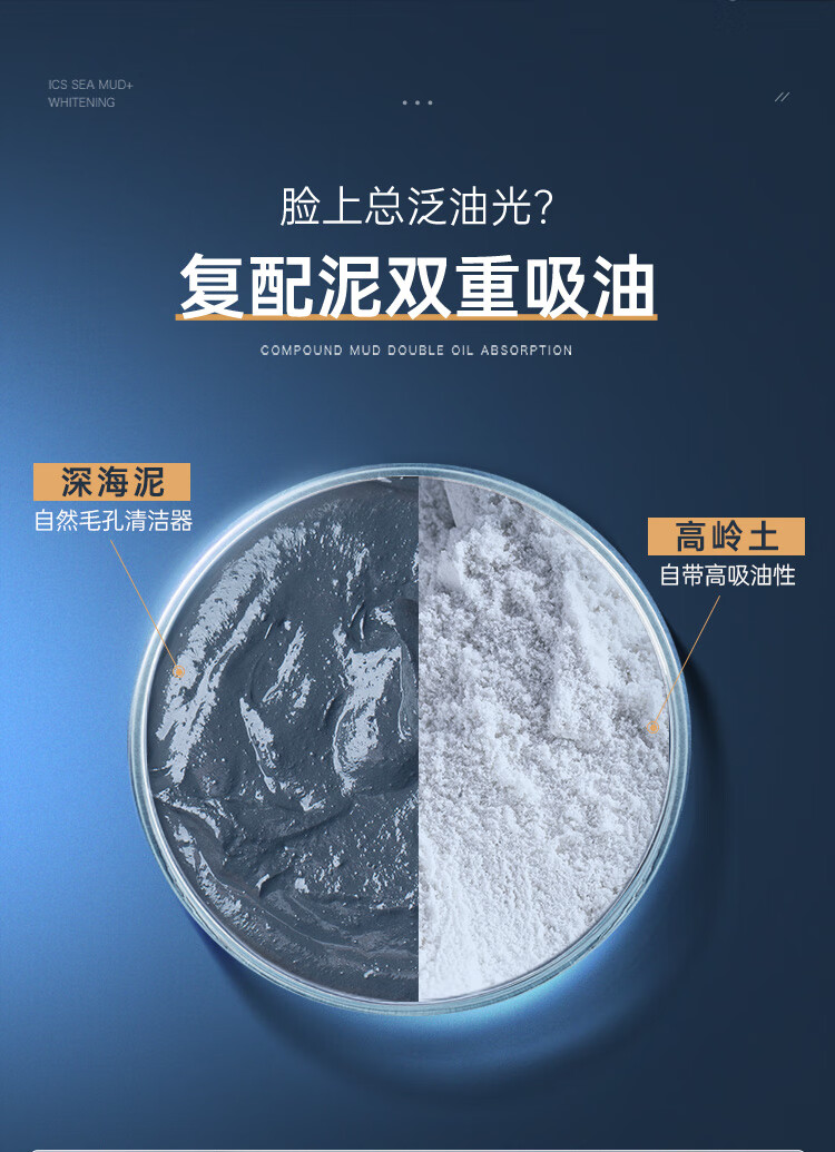 赫恩（H&E）男士美白洗面奶护肤品化妆品冰海泥清洁套装 200g