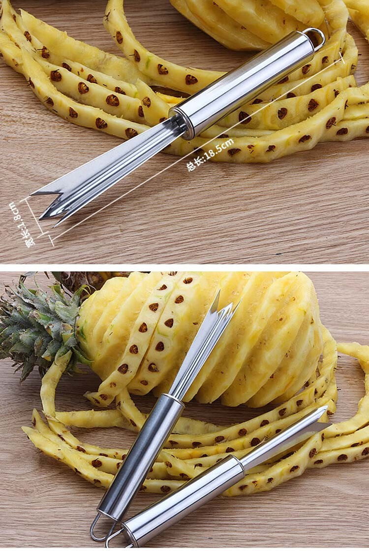 削菠萝神器不锈钢削皮器切菠萝刀具去眼器夹子三角弯刀挖眼去皮器预售
