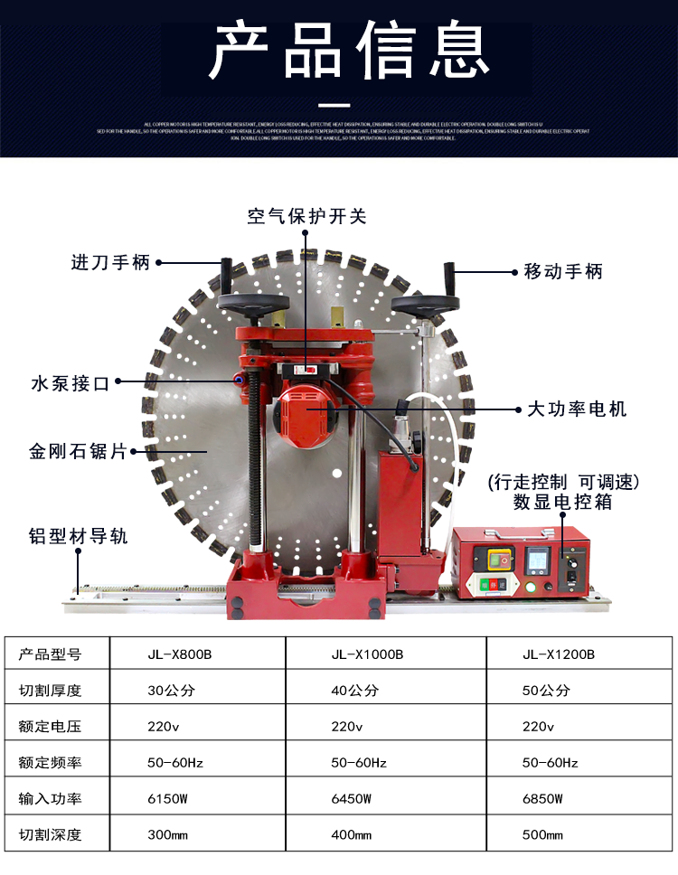 捷联jielian切墙机墙壁切割机钢筋混凝土切割机墙锯水锯开门窗户大