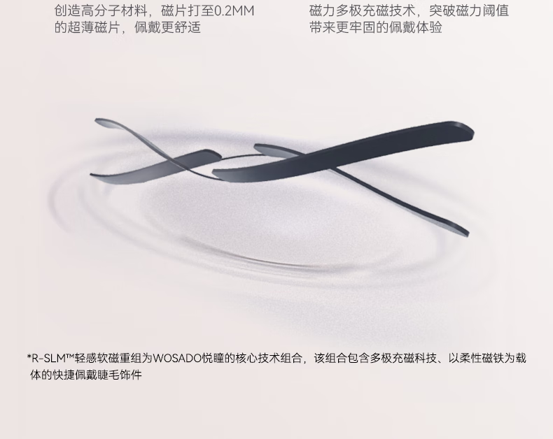WOSADO悦瞳流光睫皎月黑软磁吸假睫毛v型女整条自然仿真零胶 【新款】皎月黑