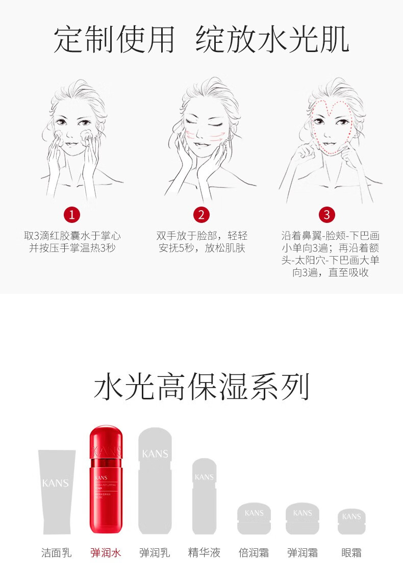 韩束（KAN’S） 护肤品送老婆妈妈爽肤水补水保湿弹润控油玻尿酸收缩毛孔红胶囊 高保湿弹润水95ml