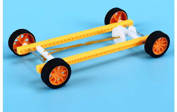 bgtqz自制橡皮筋动力小车科学实验玩具橡皮筋回力动力小车模型科技小