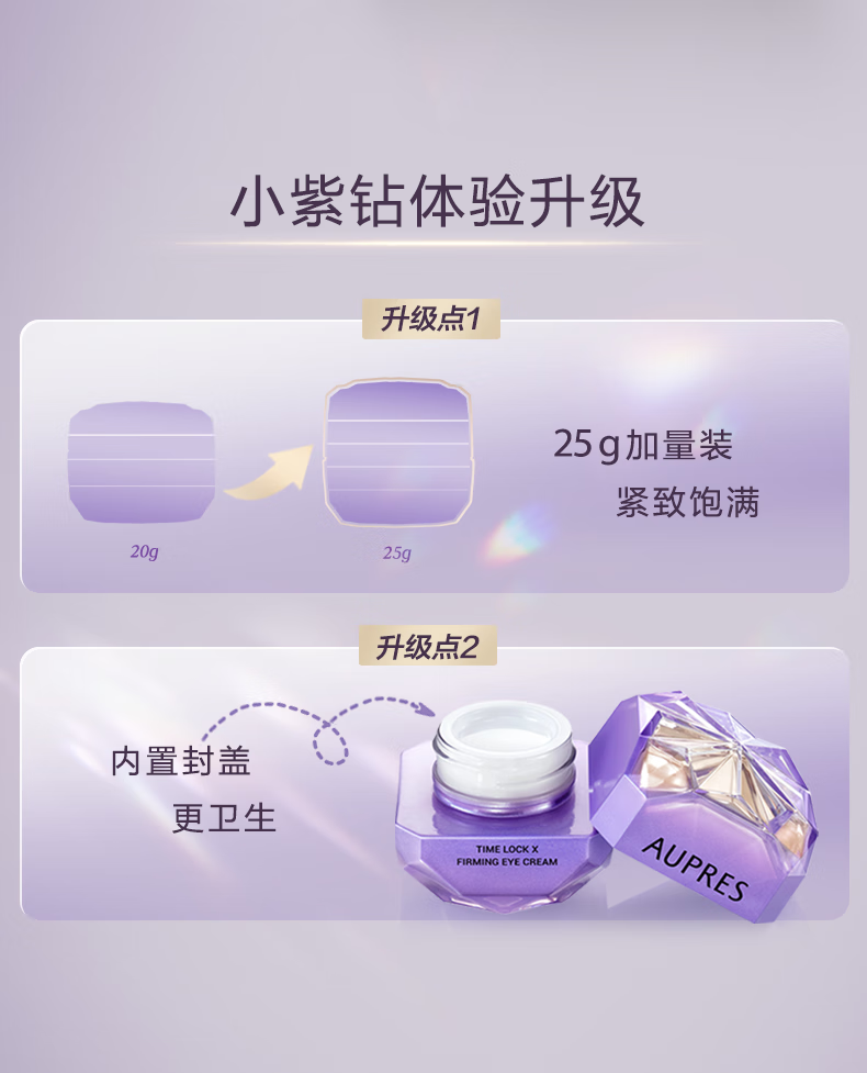 欧珀莱（AUPRES）【唐嫣同款】第5代小紫钻眼霜 紧致淡纹  礼物送女友送老婆 眼霜 25g