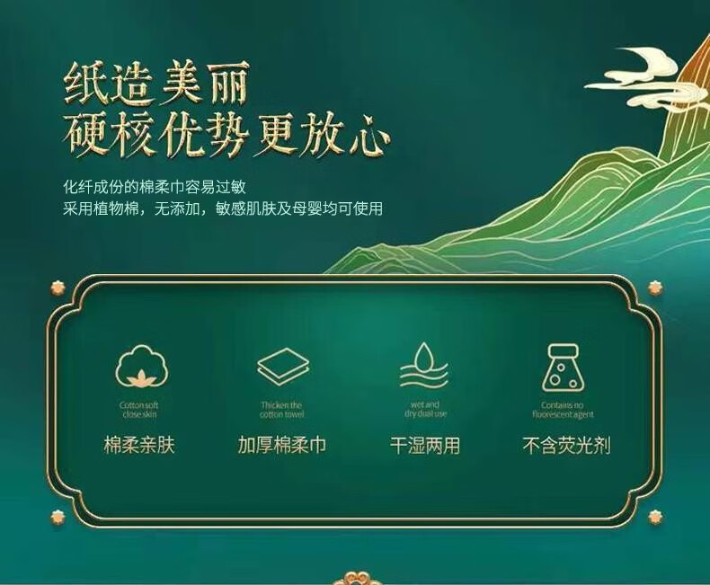 棉言（MIAN YAN） 国潮加厚洗脸巾一次性棉柔洗面巾擦脸巾珍珠纹干湿敷化妆卸妆棉 国潮绵柔洗脸巾*8包