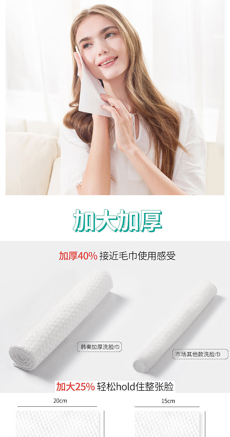 韩奏（HANZOU） 【京喜新人领】韩奏一次性洗脸巾女加厚抽取式擦脸洁面纸无菌卸妆棉柔巾 【共150片15*20cm】珍珠纹3包
