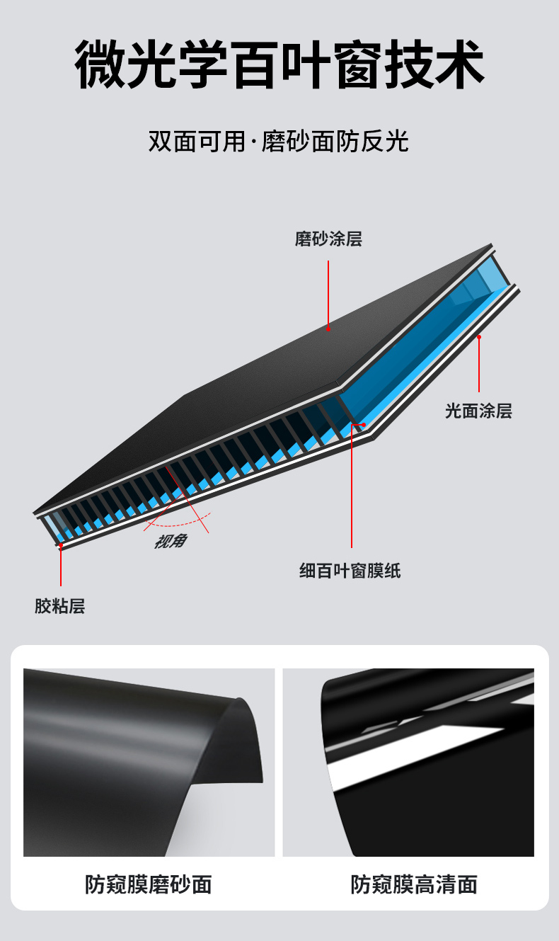 8，魔道 電腦防窺膜顯示器防窺屏筆記本台式電腦屏幕膜防窺眡隱私膜聯想惠普顯示屏保護膜 卡釦21.5英寸47.5*26.7cm