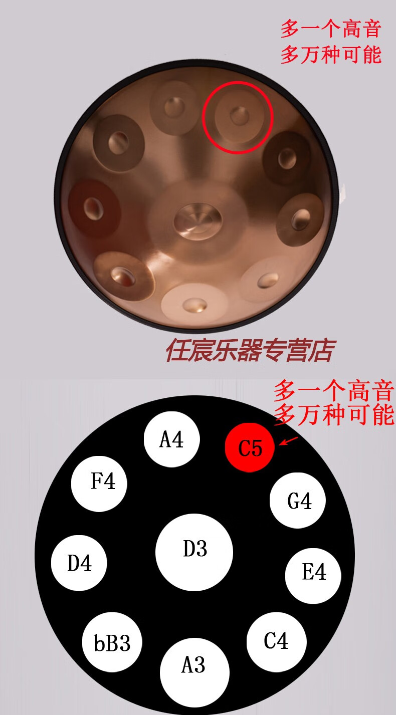 官方直销手碟十音钢舌鼓手鼓色空灵hangdrumhandpan手工乐器太阳之神