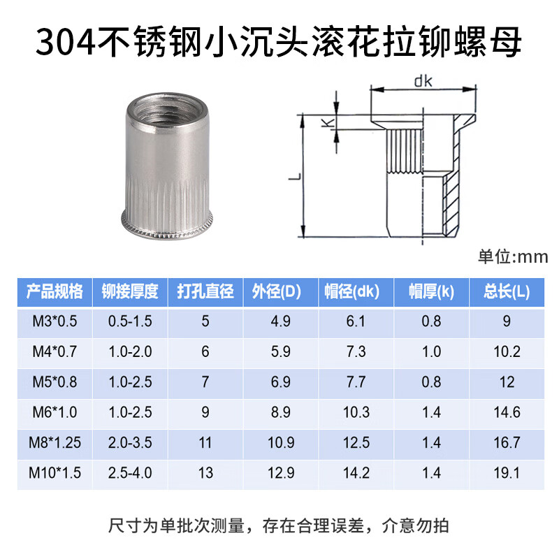 劲功镀锌平头滚花拉铆螺母铆螺母拉母拉帽铆接螺母 铝制/不锈钢 m3m4