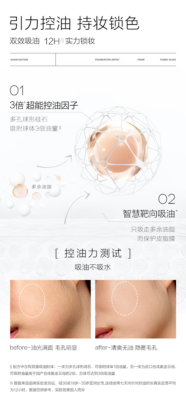 Funny Elves粉饼FE感光eleves柔焦蜜粉饼fe方里控油定妆持久遮瑕散粉不脱妆 C0遮瑕自然色 10g