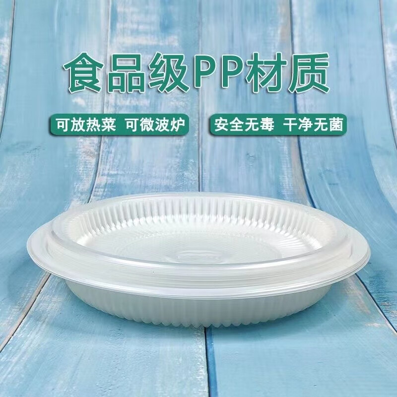 话语一次性盘子塑料装热菜盘家用美妆工具野餐加厚菜碟菜盘透明圆形 20个
