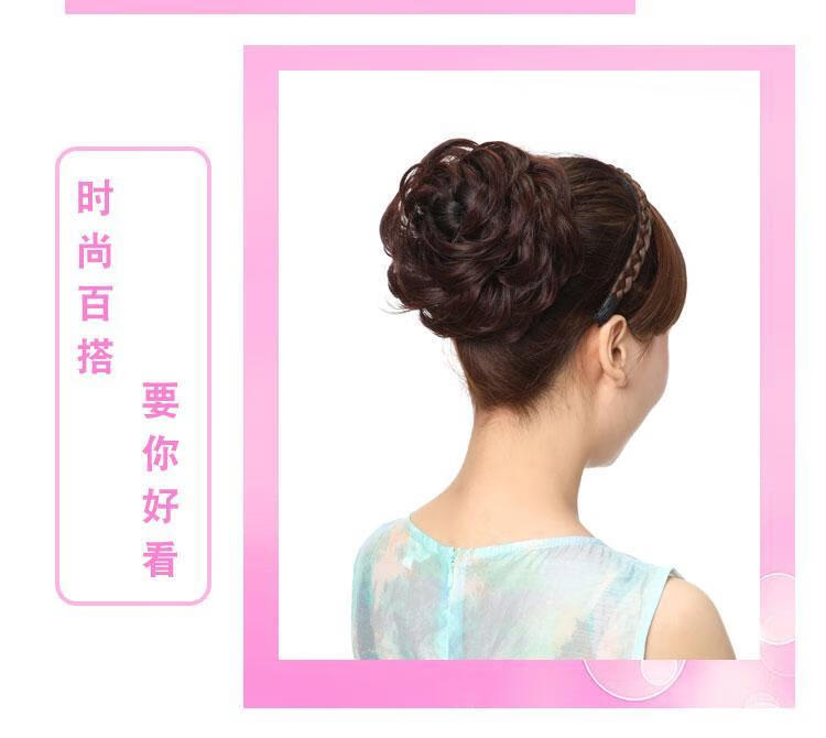 丸子头盘发器假发发饰假发圈蓬松无痕假发包头花女盘头网红花苞自然黑