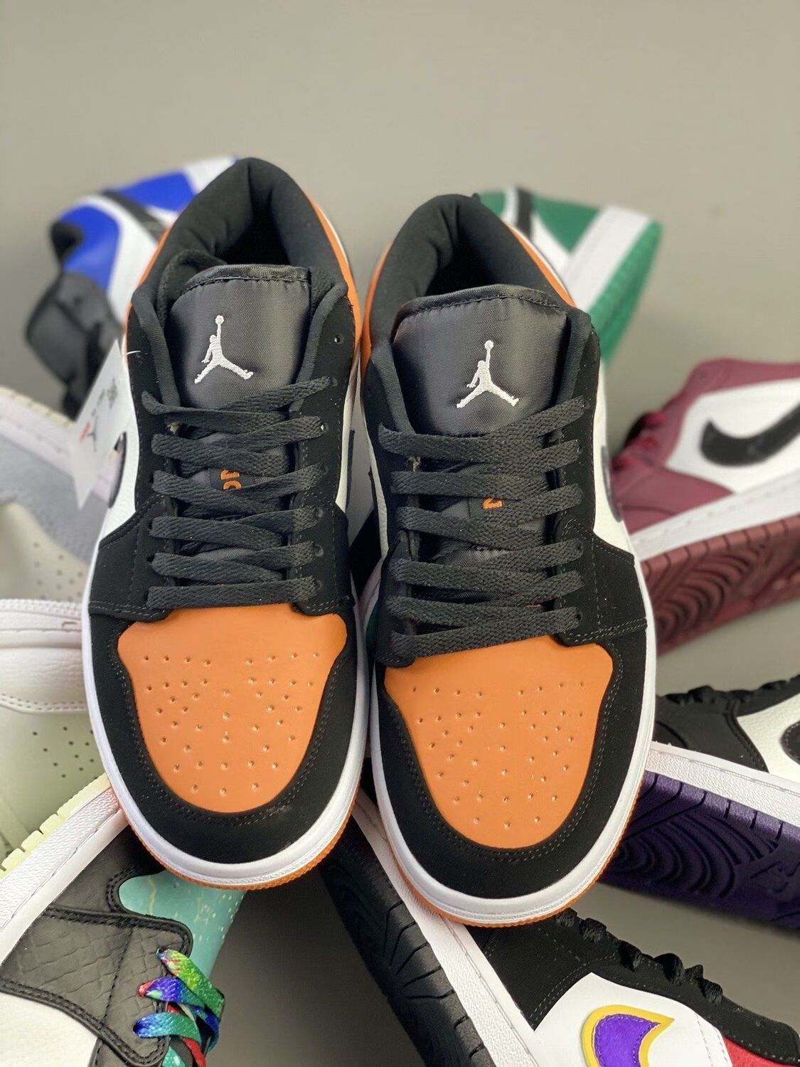 air aj 1 low低帮小巴黎联名麂皮aj1米白浅灰卡其米兰男女篮球鞋 小