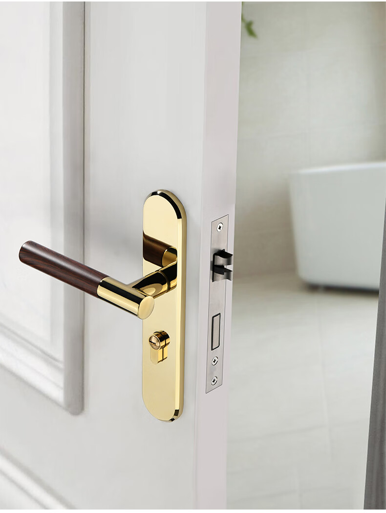 新中式门锁室内卧室房门锁静音磁吸锁青古铜分体锁家用实木门锁具h1