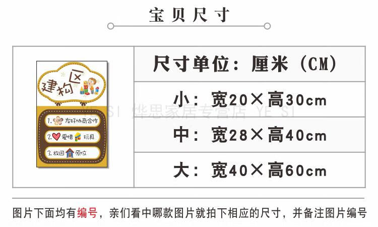 小中大班幼儿园区角牌区域规则儿童进区标识贴纸活动布置装饰墙贴 ch