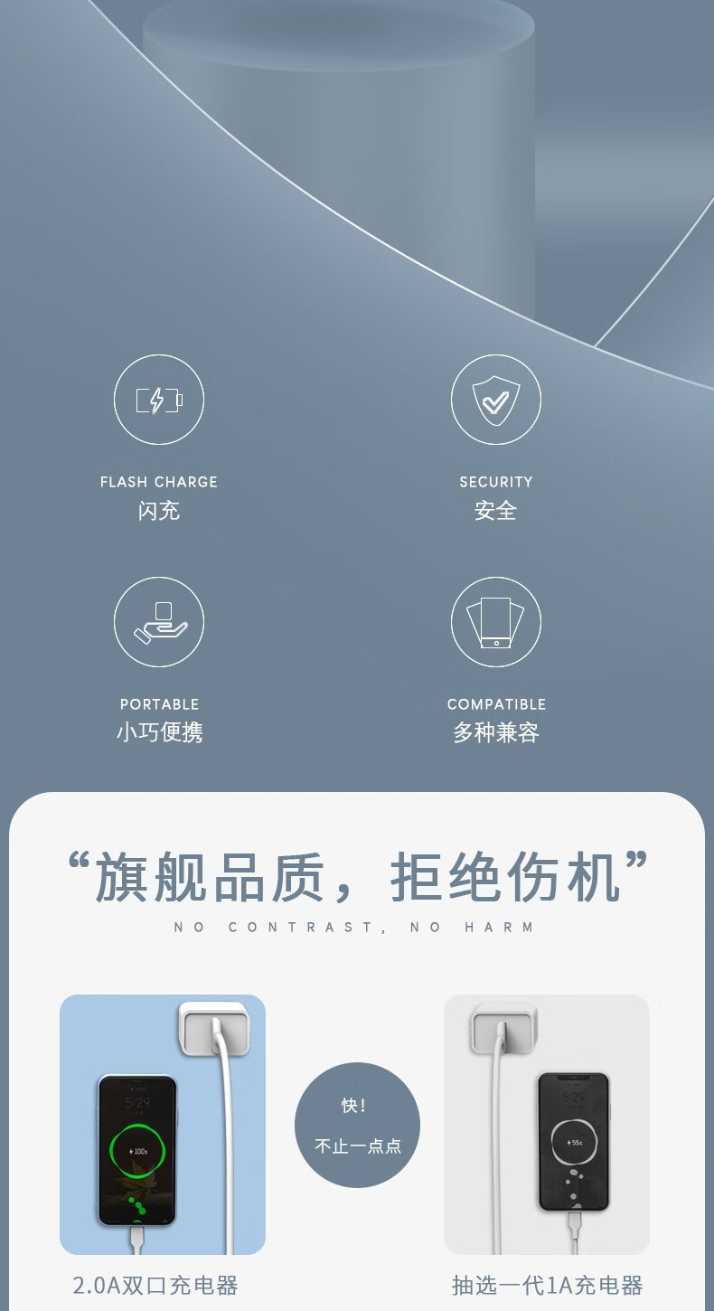 乐贝净 【国家3C认证】新款2.4A三口快速充电器多接口快充USB手机充电器通用款旅行充电头 【3C认证 三口快充电器】1个