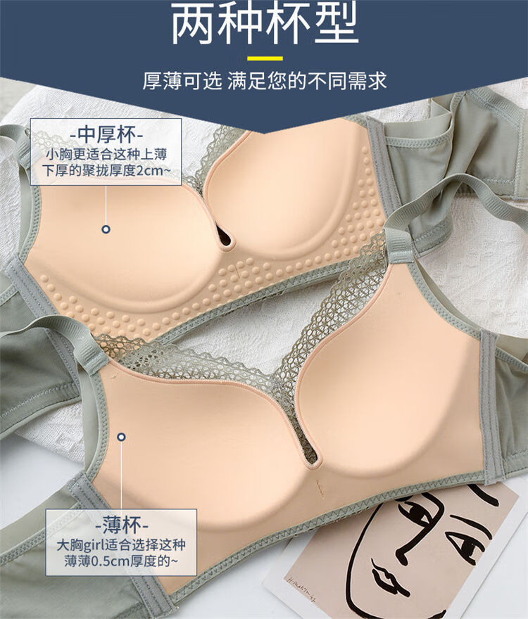 罩聚拢收副乳上托防下垂小胸显大性感加厚调整型 粉色(单件) 34b/75b