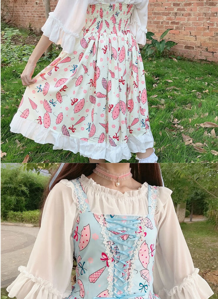 洛丽塔裙子日系ita洋装裙~可爱少女jsk吊带连衣裙 008蓝色吊带连衣裙
