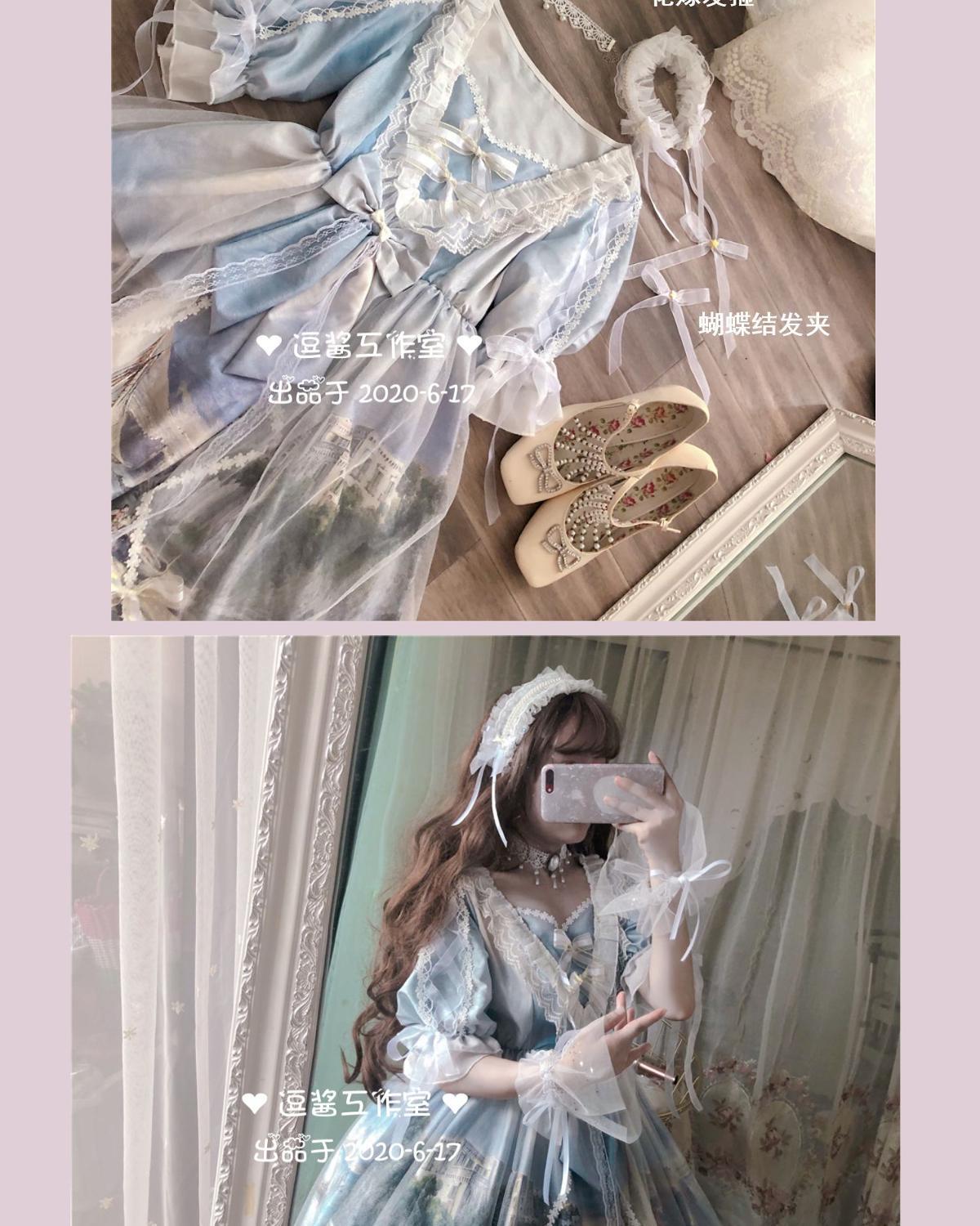冉婉洛丽塔天鹅公主的城堡lolita花嫁油画柄图宫廷仙华丽梦幻连衣裙