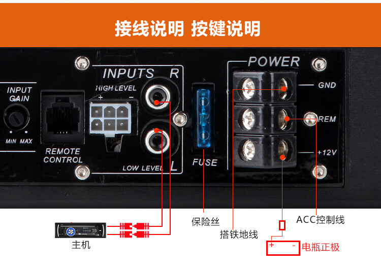 炮音响改装12v24v电源线抖音网红款现代索纳塔ix25ix35名图朗动伊兰特