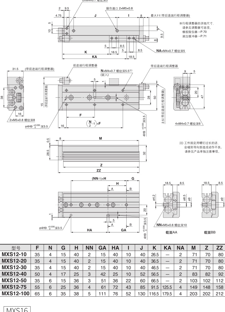 smc精密hls12导轨hls16滑轨滑台mxs12气缸mxs16-10/15/20/30/40 mxs12