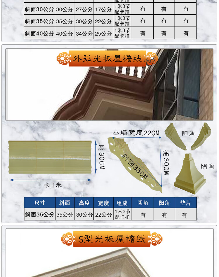 线模型屋檐线建筑模板水泥欧式别墅外墙现浇天沟塑料长校恒顺斜面29