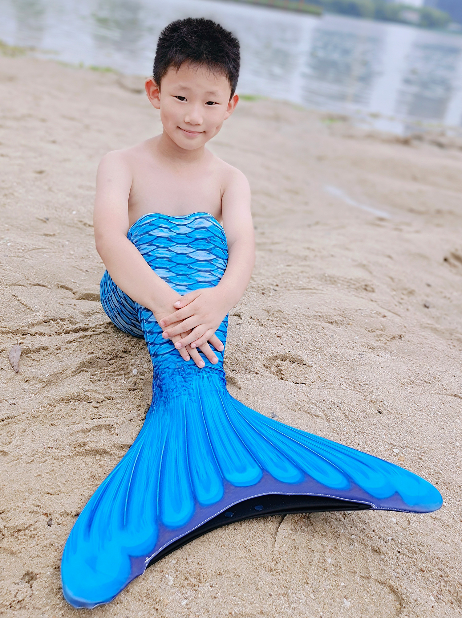 迪士尼官网男生的美人鱼尾巴男童男孩泳衣泳装服装衣服人鱼拍照道具d
