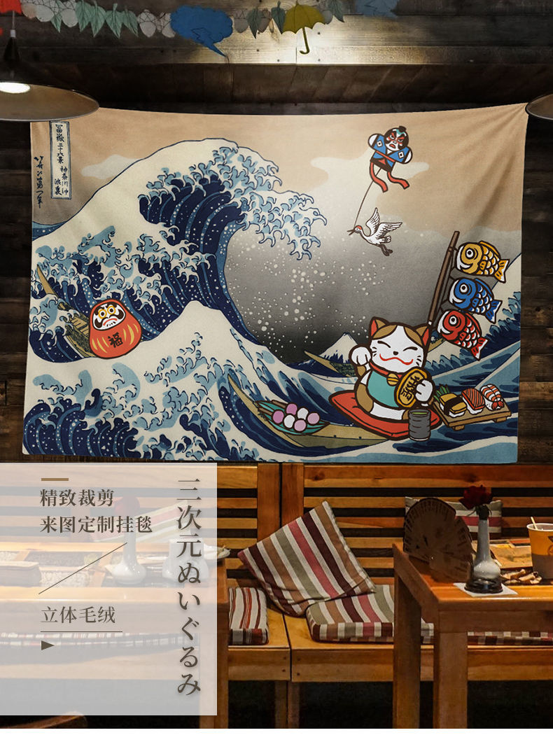 素衣卿月 浮世绘背景墙挂布背景布ins网红挂毯卧室墙面床头布置装饰
