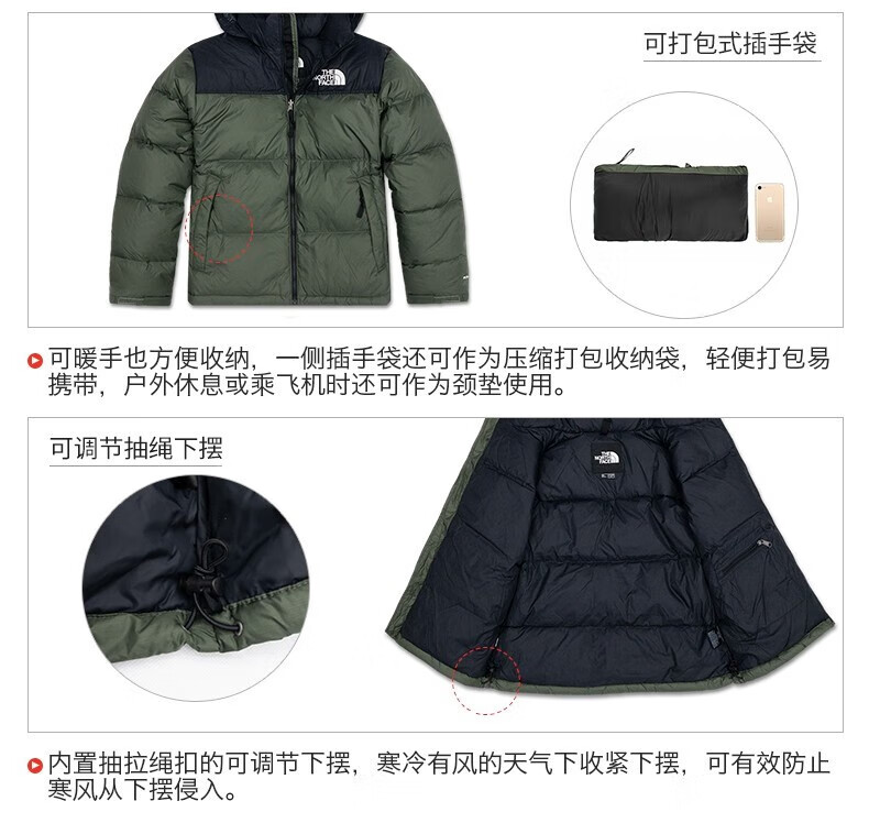 TheNorthFace北面羽绒服男装2022秋冬新款复古潮流ICON运动户外舒适保暖外套|3C8D 3C8DLE4/黑色 S