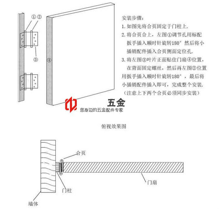 千朵云自由门4寸不锈钢弹簧合页双向内外开铰链180度双弹5寸2只