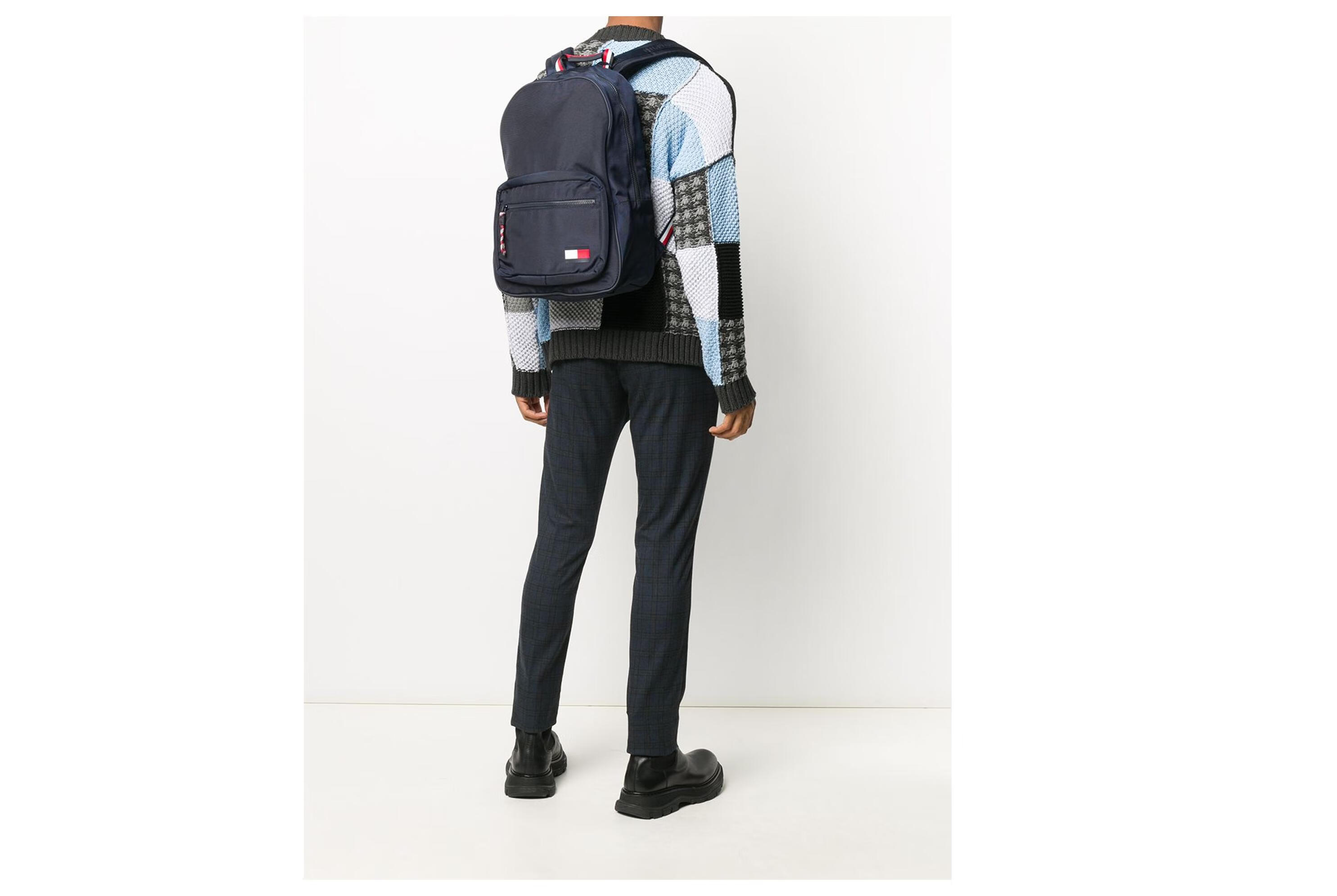 汤美费格(tommy hilfiger)20秋冬男士logo贴花超大款背包 蓝色 均码