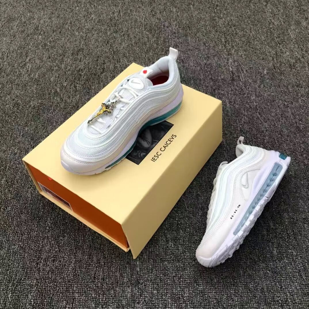 air max97 耶稣圣水 万花筒 笑脸银头情侣全掌气垫跑步鞋男女 max97白