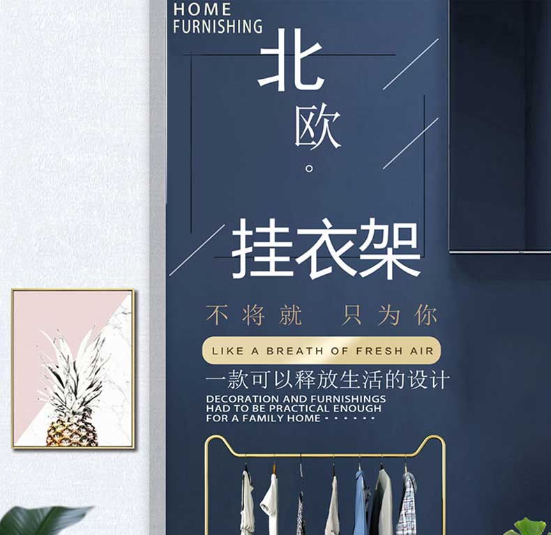 新房子 创意简易衣帽架落地衣架卧室铁艺挂衣架室内客厅衣服架子服装架摆地摊服装展示架 幽深黑 80