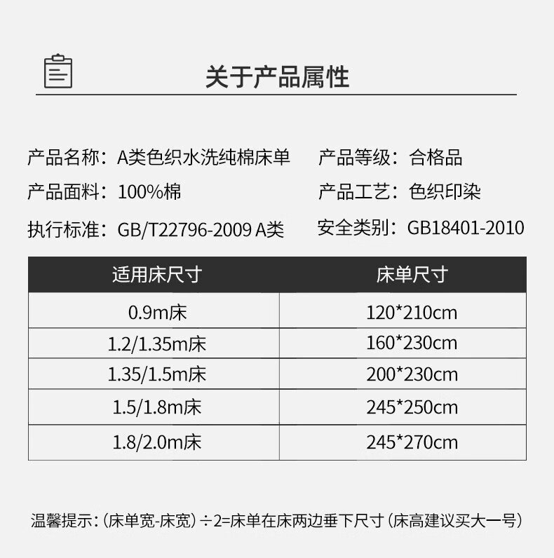 18，A類棉100水洗棉牀單單件夏季學生宿捨被單雙人三件套 海藍格 A類牀單：120x210cm【適用0.8m牀